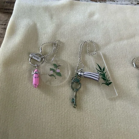 Set of 3 handmade rearview mirror hangars. Chain is 10” - Picture 2 of 3